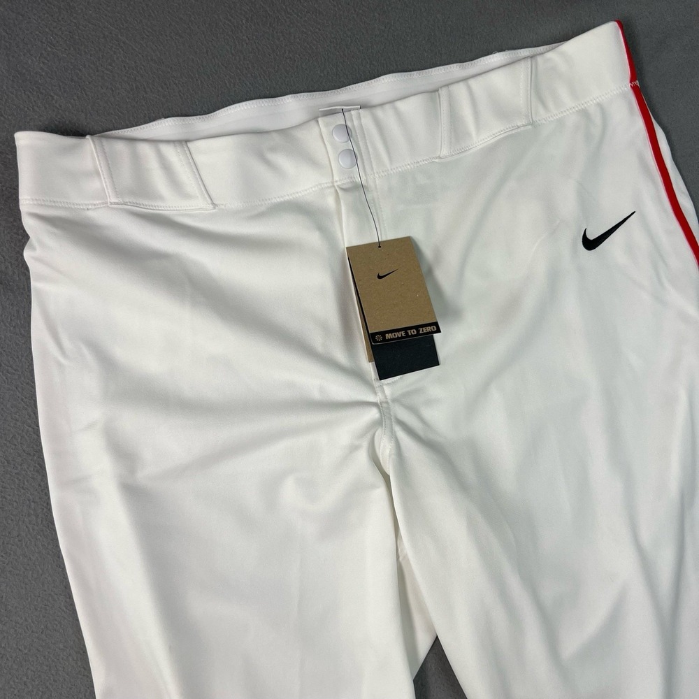 Nike Vapor Select Baseball Softball‎ Pants Mens XXL White Red Piped Open Leg